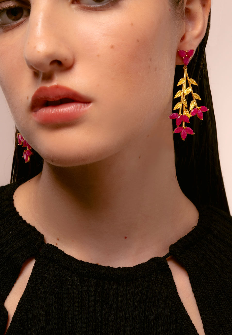 Lavani Pendientes Blume Burdeos