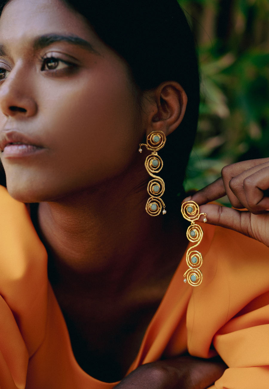 Lavani Pendientes Breathe Aguamarina