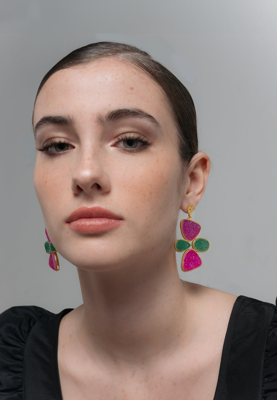 Lavani Pendientes Buganvilla Y Verde Mars