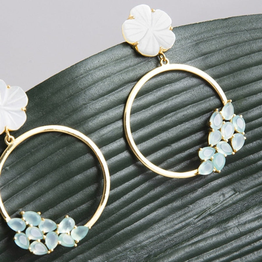 Lavani Pendientes Daisy Verde Agua