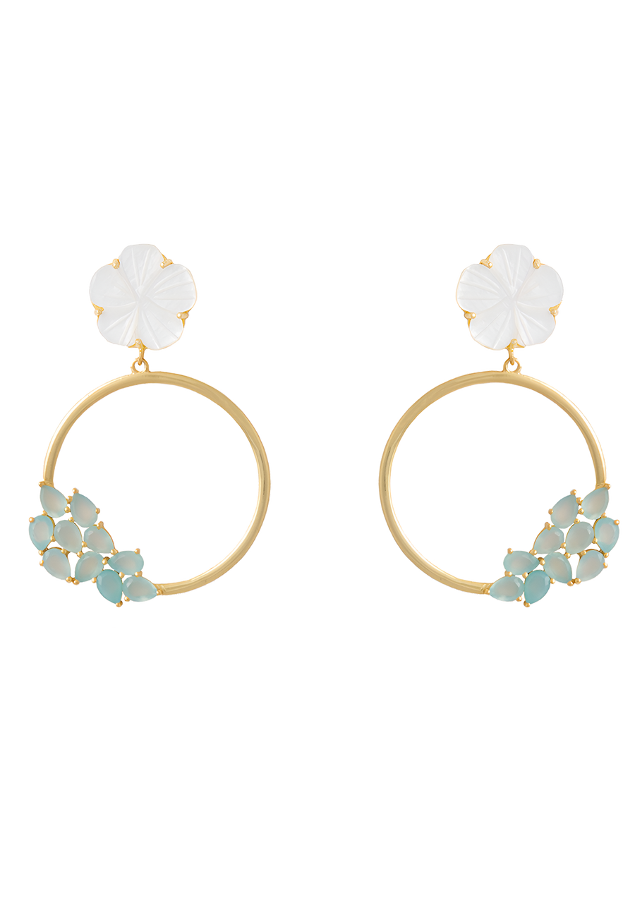 lavani Pendientes Daisy Verde Agua