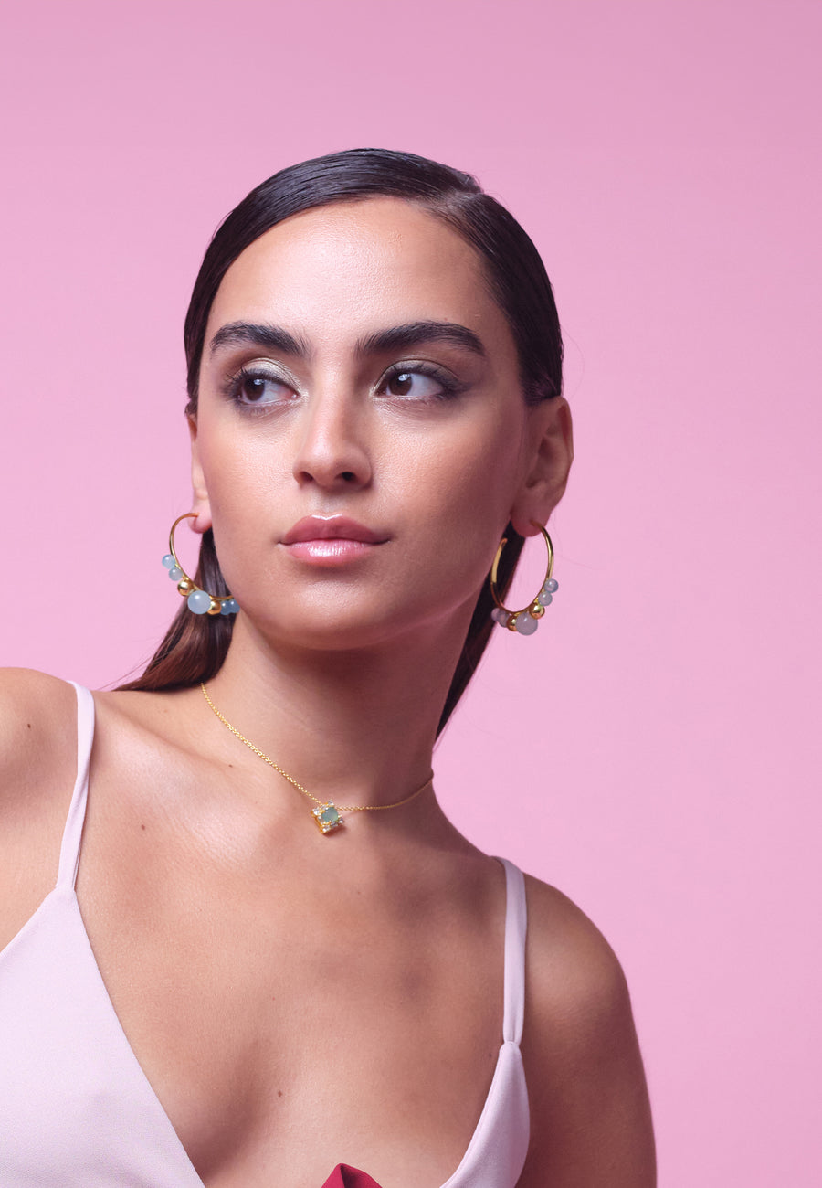 Lavani Pendientes Elara Aguamarina