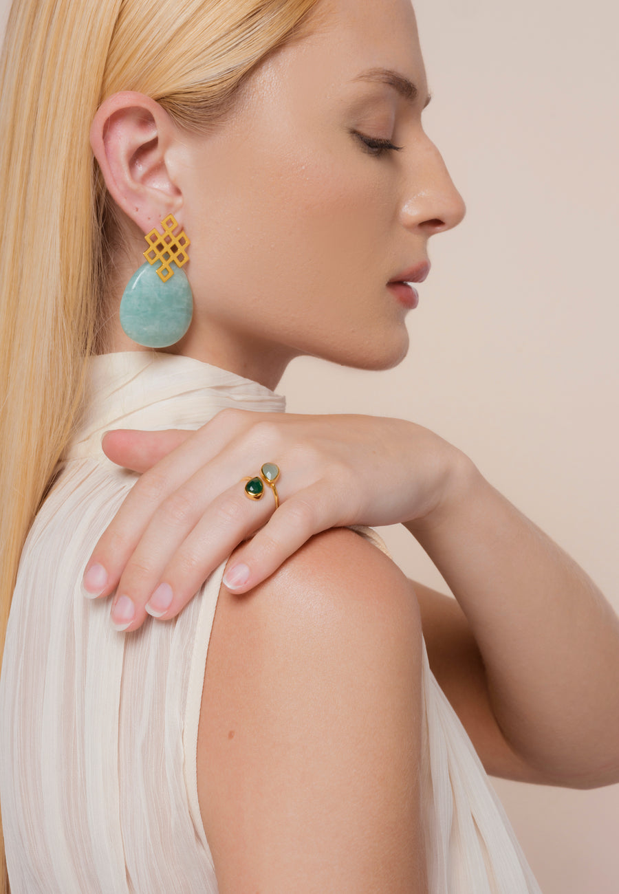 Lavani Pendientes Endless Knot Aguamarina