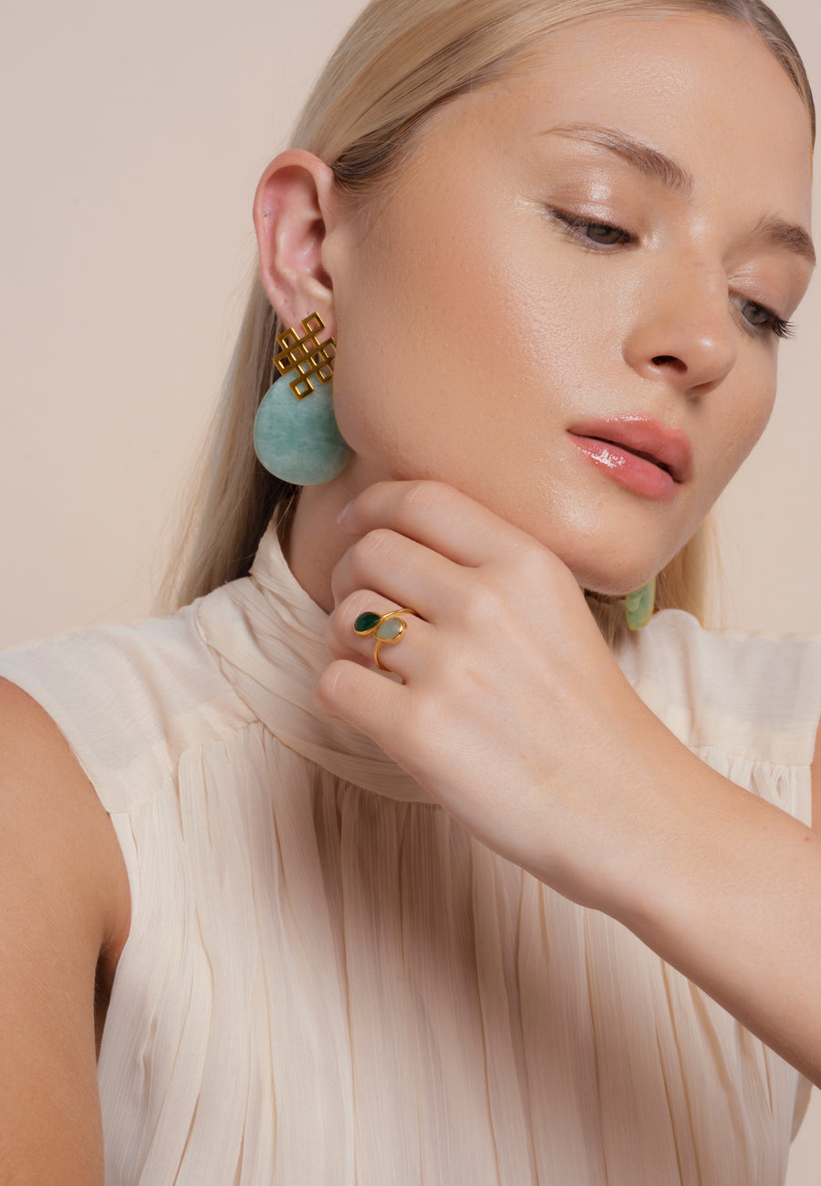 Lavani Pendientes Endless Knot Aguamarina