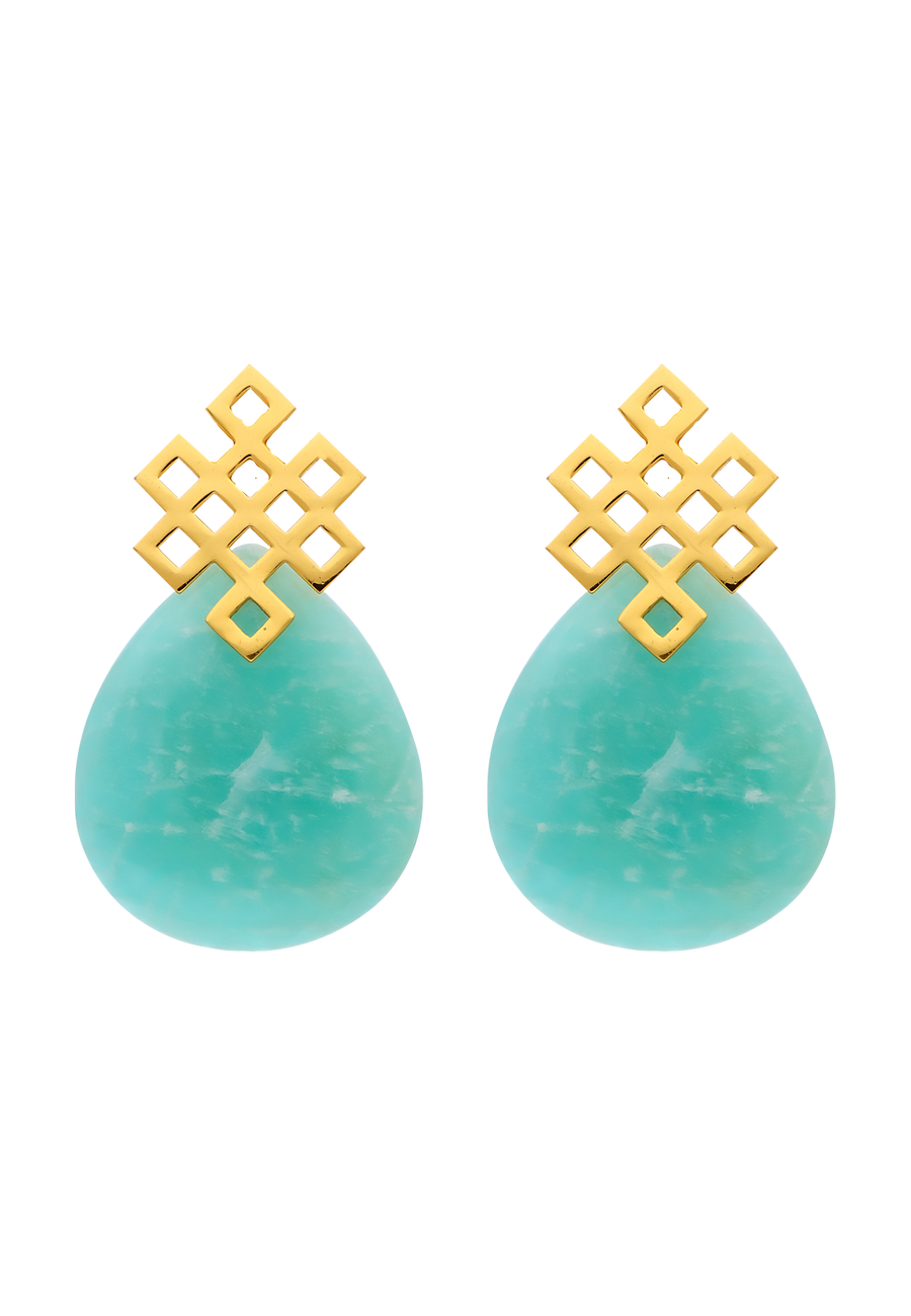 lavani Pendientes Endless Knot Aguamarina