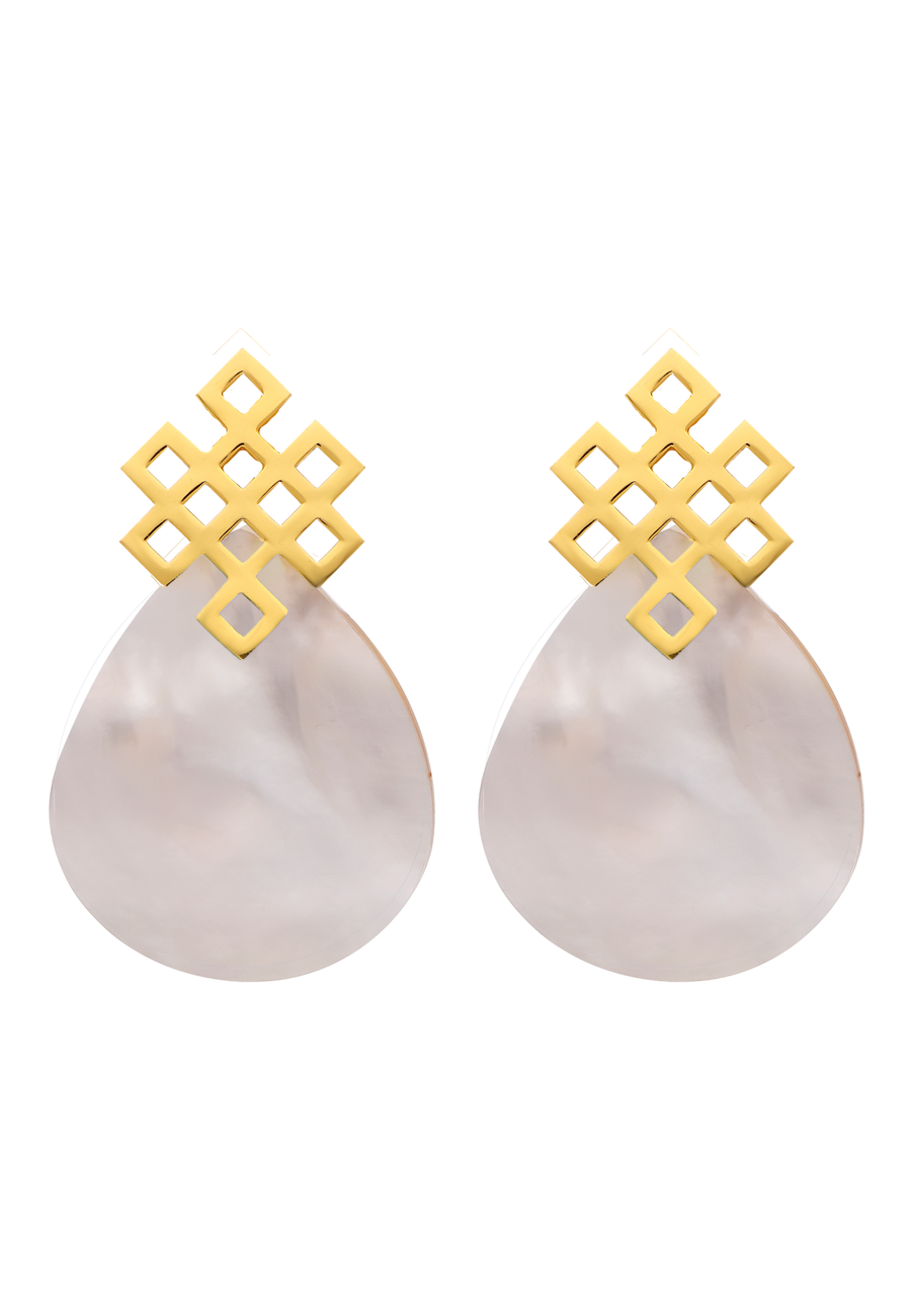 lavani Pendientes Endless Knot Madreperla