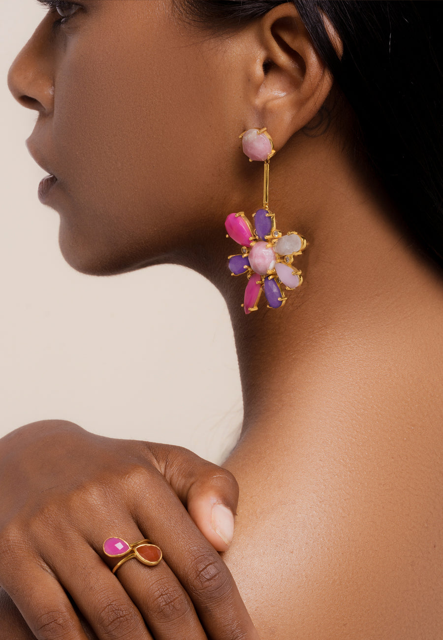 Lavani Pendientes Hibiscus Fucsia
