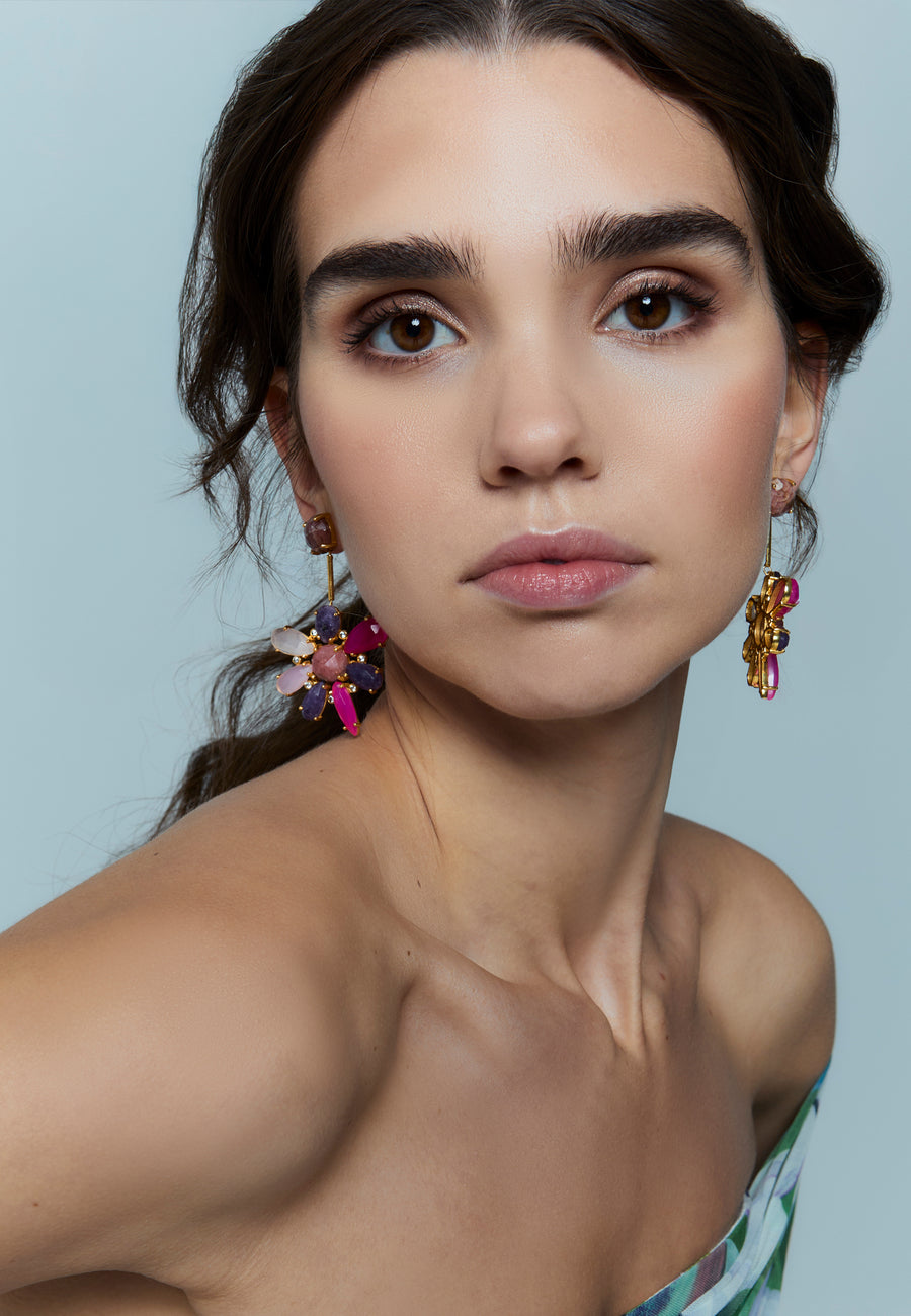 lavani Pendientes Hibiscus Fucsia