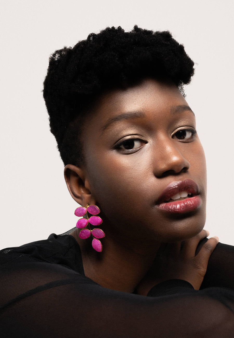 Lavani Pendientes Lavani Leaf Buganvilla Y Dorado