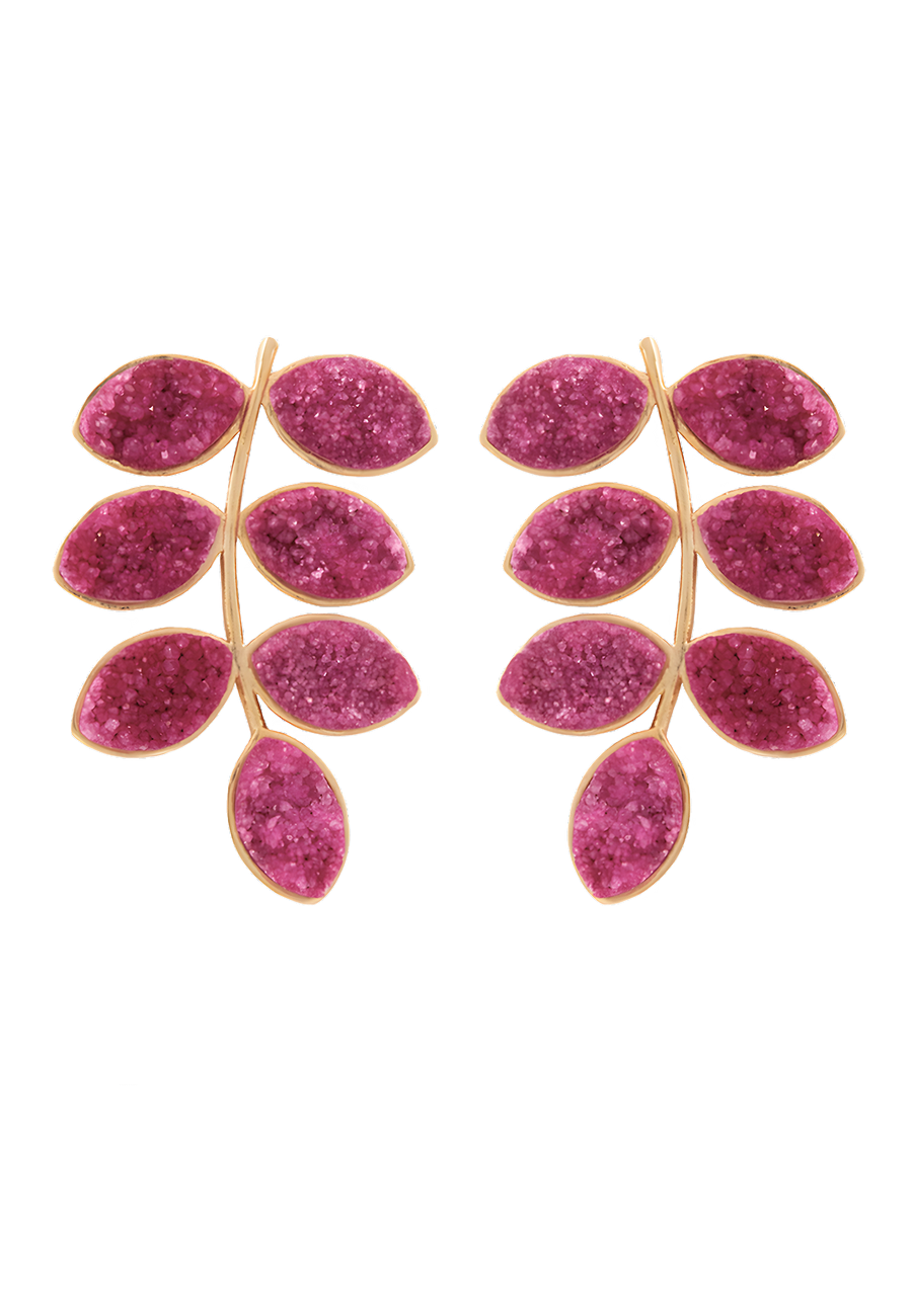 lavani Pendientes Lavani Leaf Buganvilla y Dorado