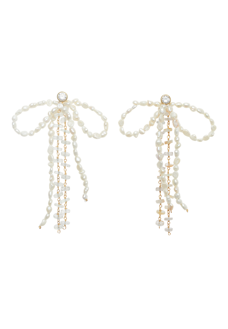 lavani Pendientes Lazo Perlas Aurora