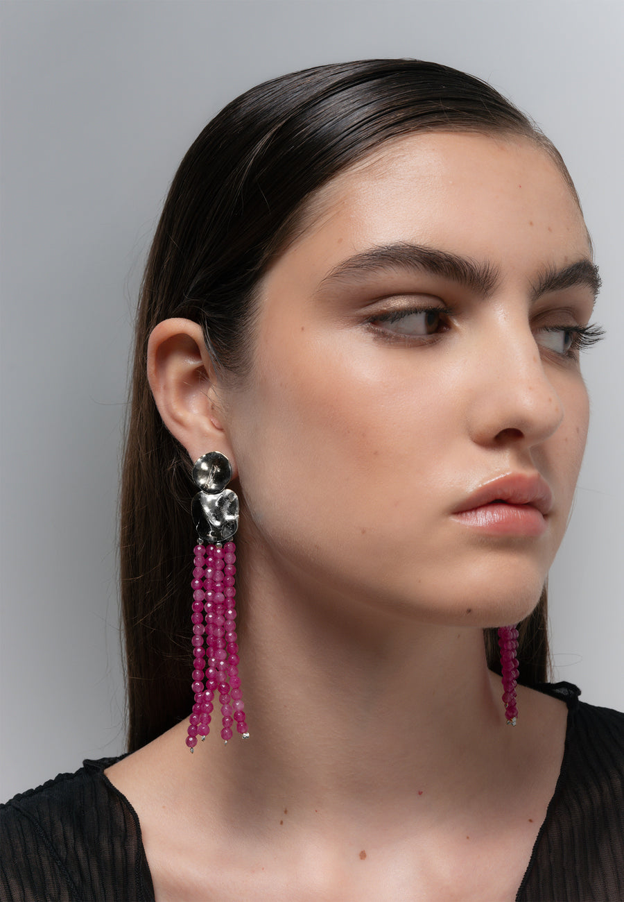 Lavani Pendientes Liliana Fucsias Plata