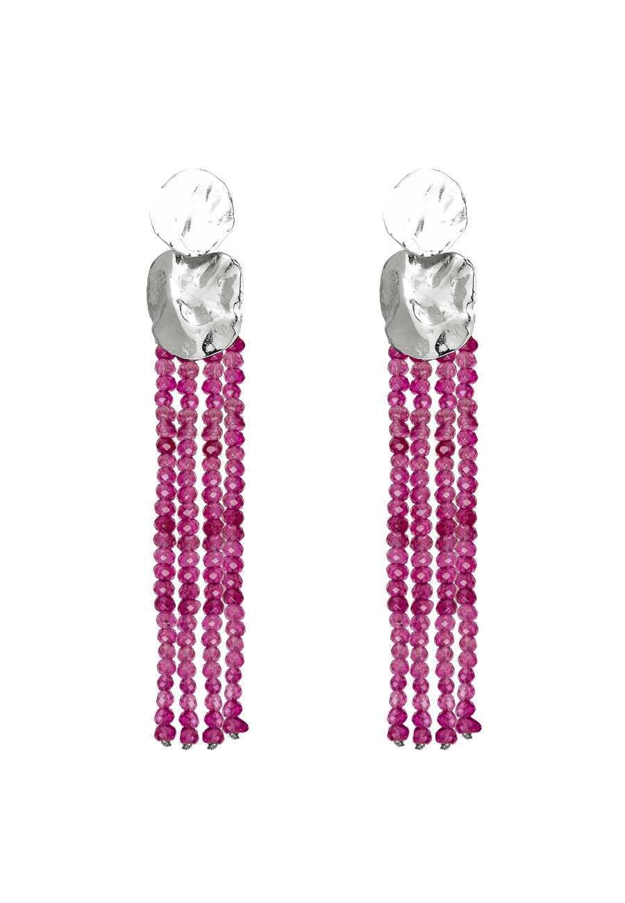 lavani Pendientes Liliana Fucsias Plata