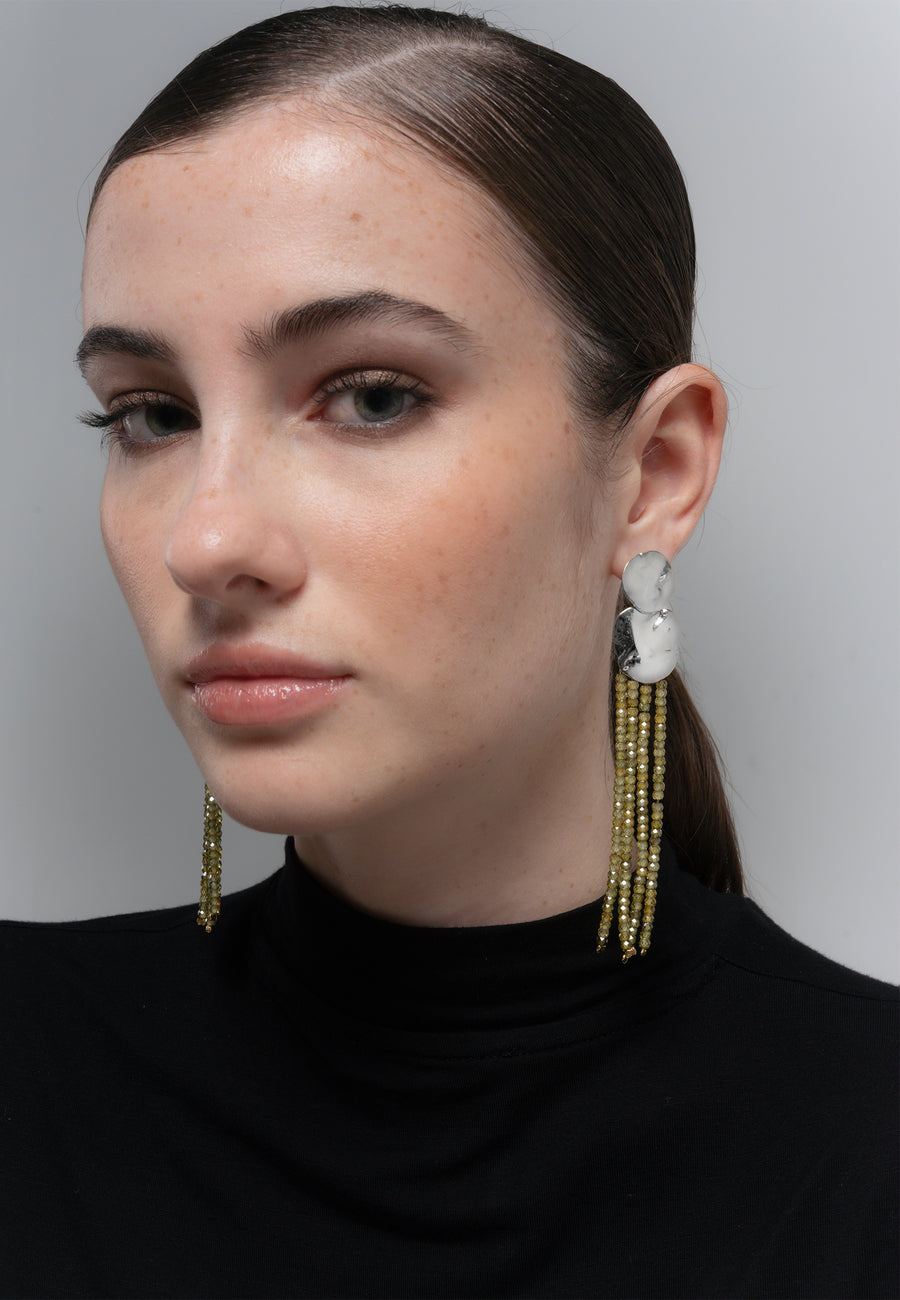 Lavani Pendientes Liliana Verdes Plata