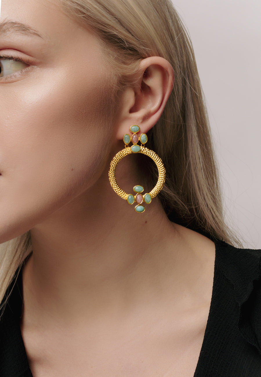 Lavani Pendientes Madison Verde Rosa