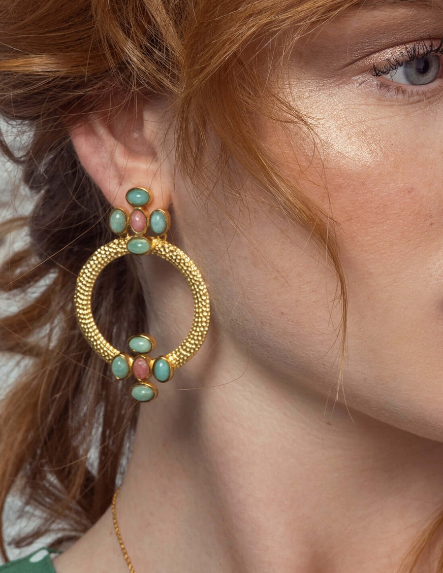 Lavani Pendientes Madison Verde Rosa