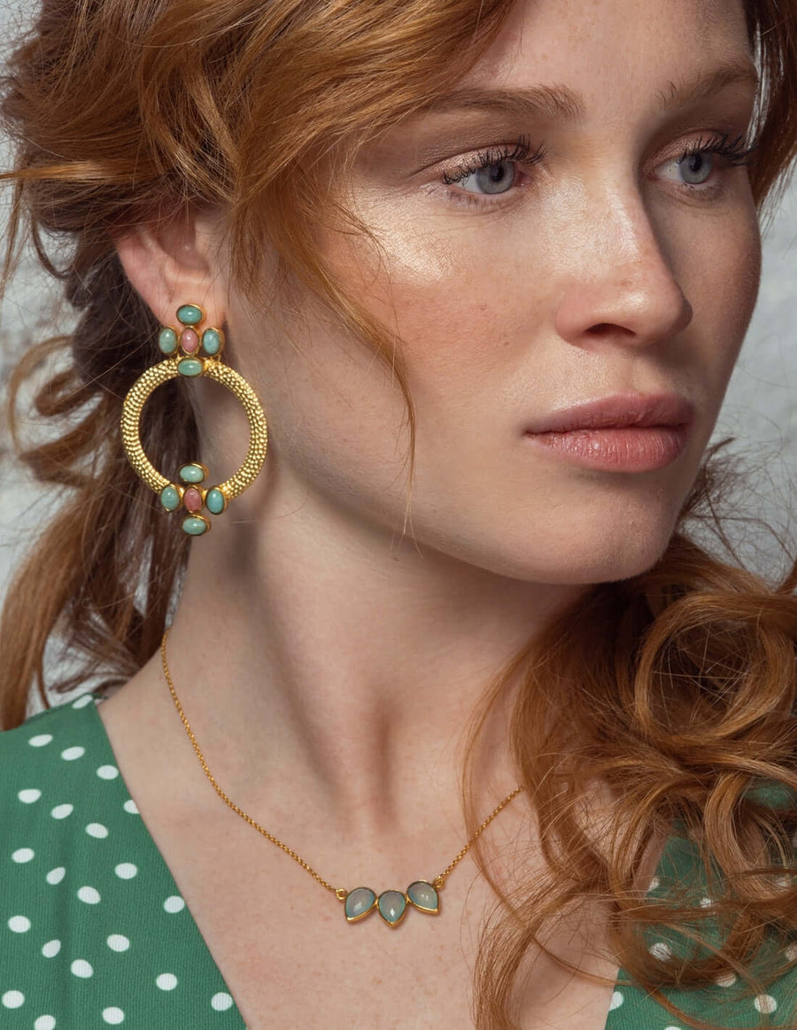 Lavani Pendientes Madison Verde Rosa