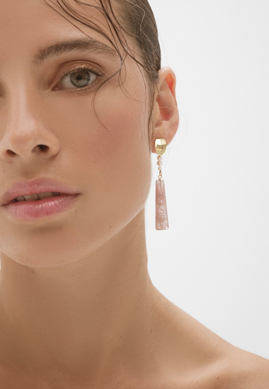 Lavani Pendientes Melina Cuarzo Fresado