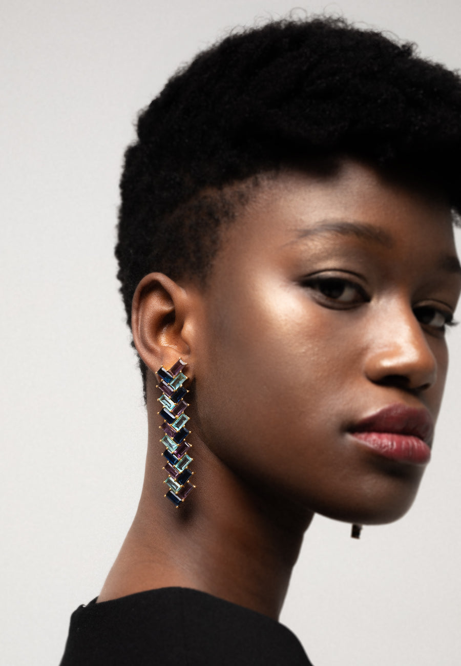 Lavani Pendientes Metrópolis Agua Y Morado