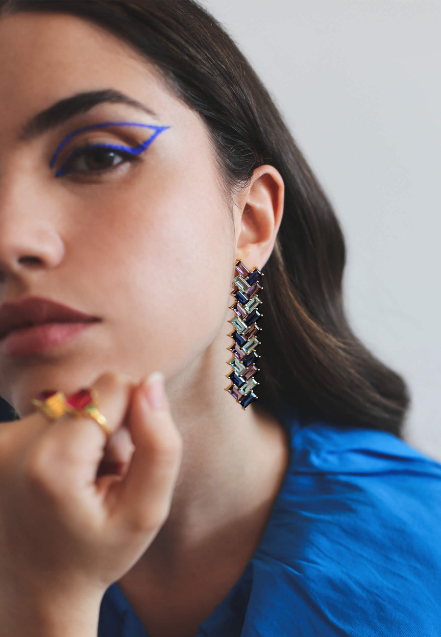 Lavani Pendientes Metrópolis Agua Y Morado