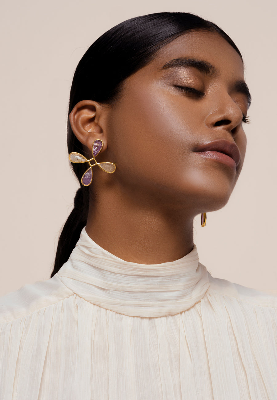 Lavani Pendientes Namasté Morado Amarillo