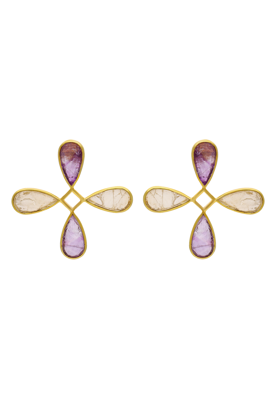 lavani Pendientes Namasté Morado Amarillo