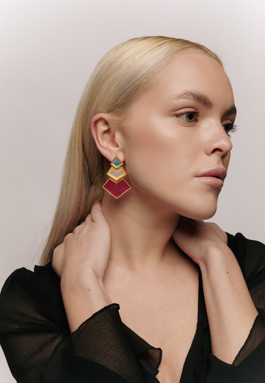 Lavani Pendientes Nefertiti Buganvilla Azul Marino