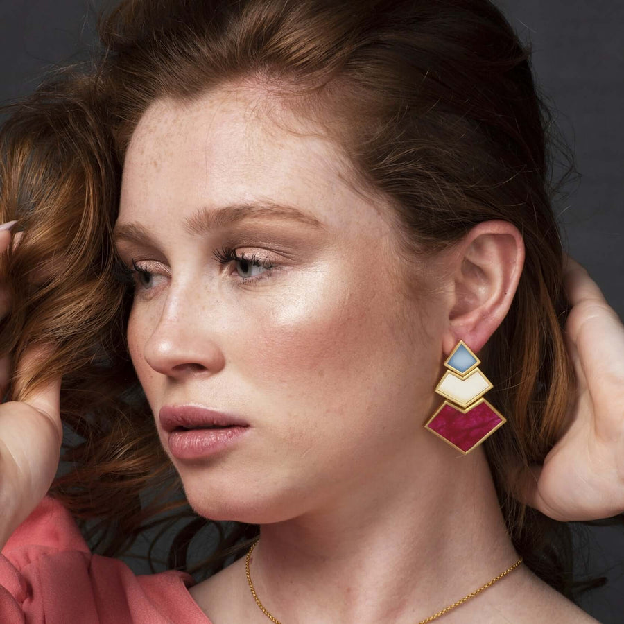 Lavani Pendientes Nefertiti Buganvilla Azul Marino