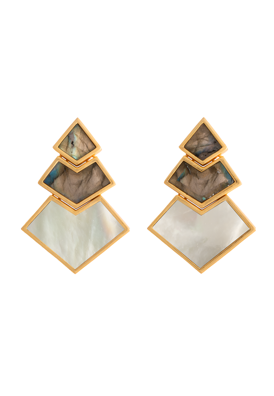 lavani Pendientes Nefertiti Gris Blanco