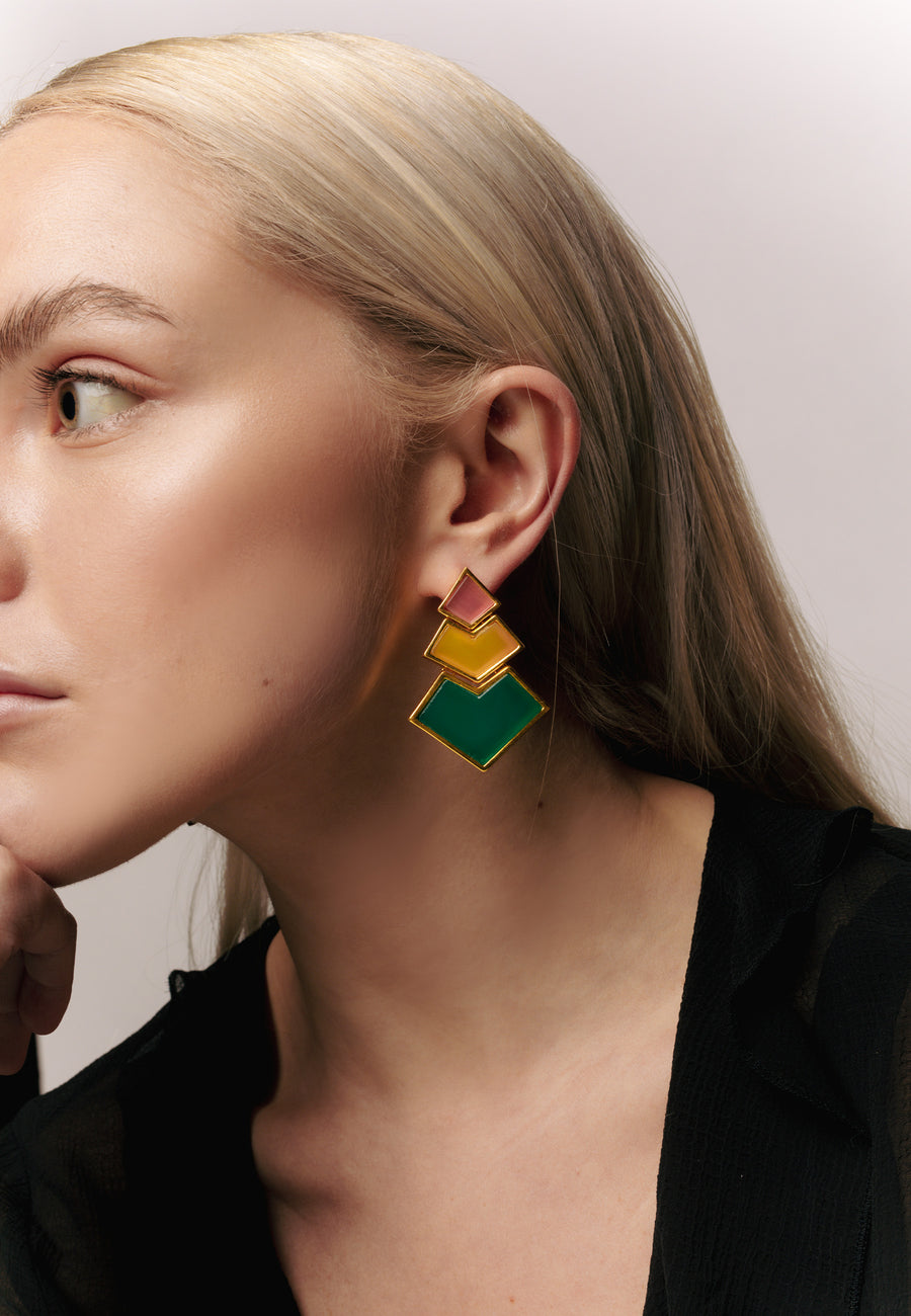 Lavani Pendientes Nefertiti Naranja Amarillo Verde