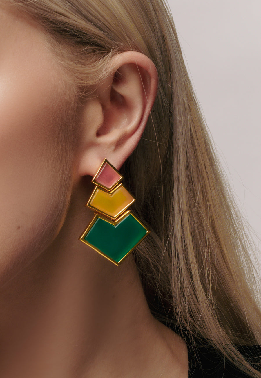 Lavani Pendientes Nefertiti Naranja Amarillo Verde