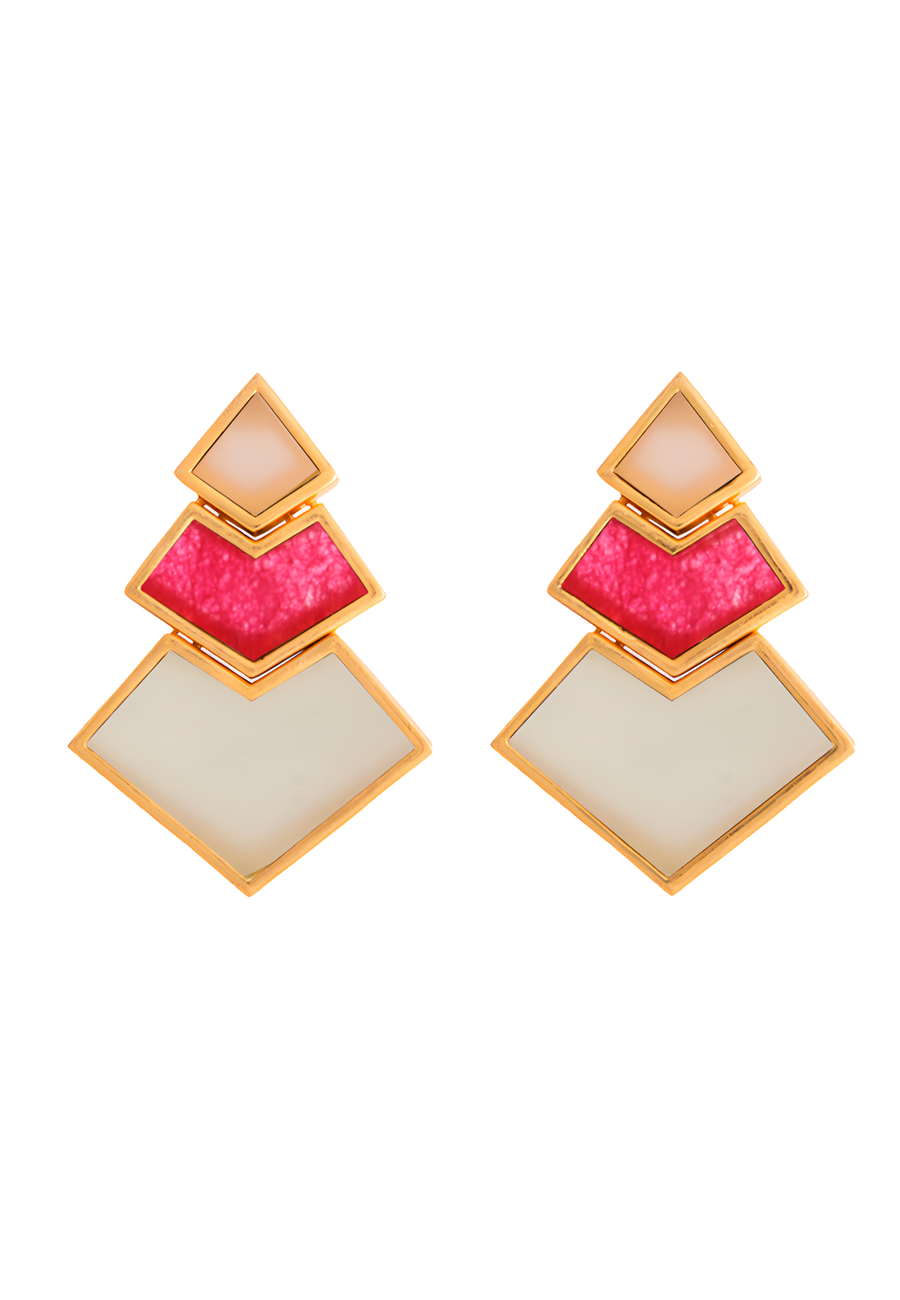 lavani Pendientes Nefertiti Rosa Fucsia Blanco