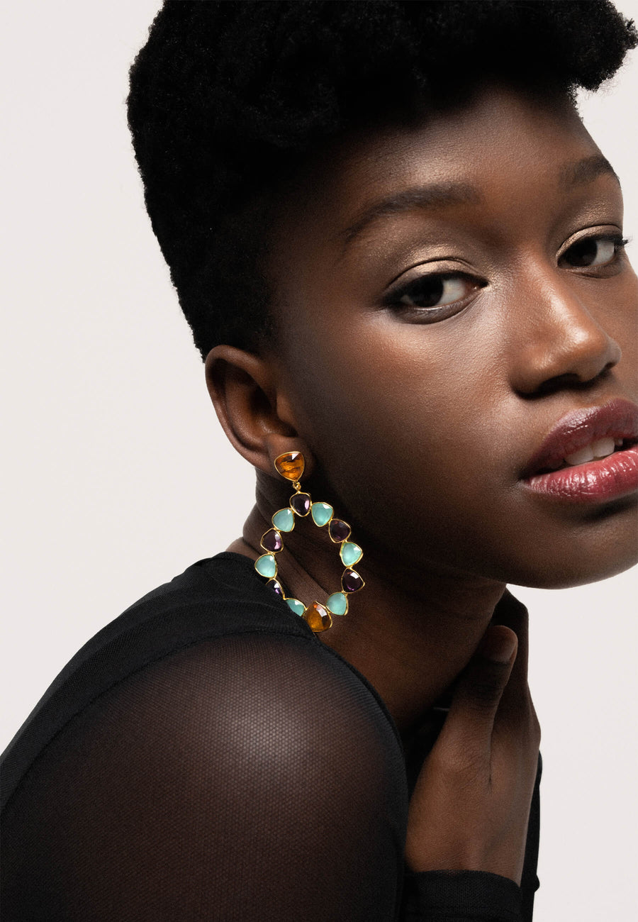 Lavani Pendientes Palmira Morado Aguamarina