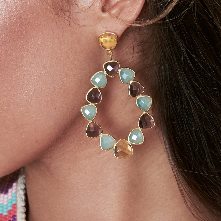 Lavani Pendientes Palmira Morado Aguamarina