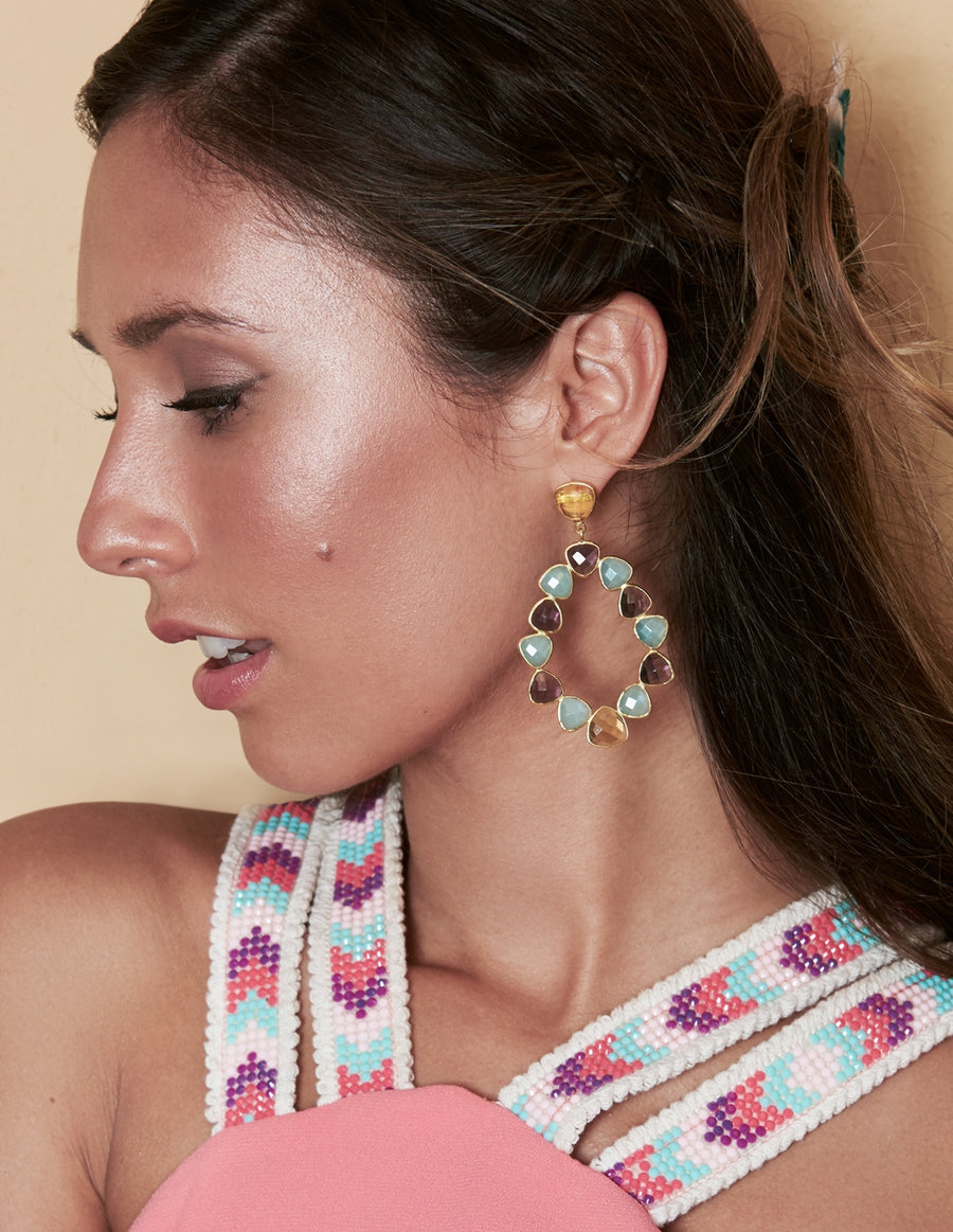 Lavani Pendientes Palmira Morado Aguamarina