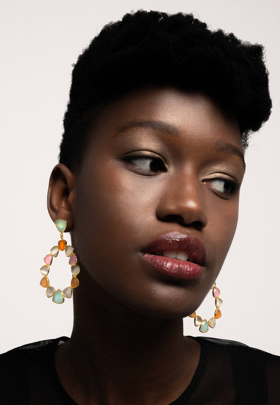 Lavani Pendientes Palmira Rosa Blanco