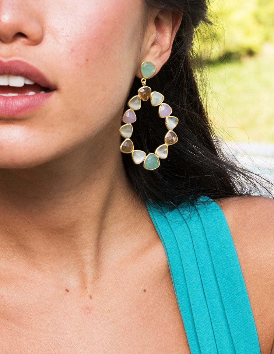 Lavani Pendientes Palmira Rosa Blanco