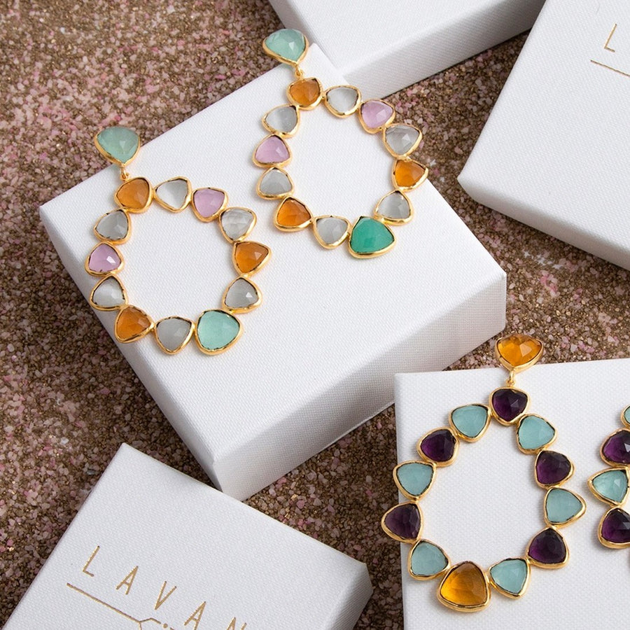 Lavani Pendientes Palmira Rosa Blanco