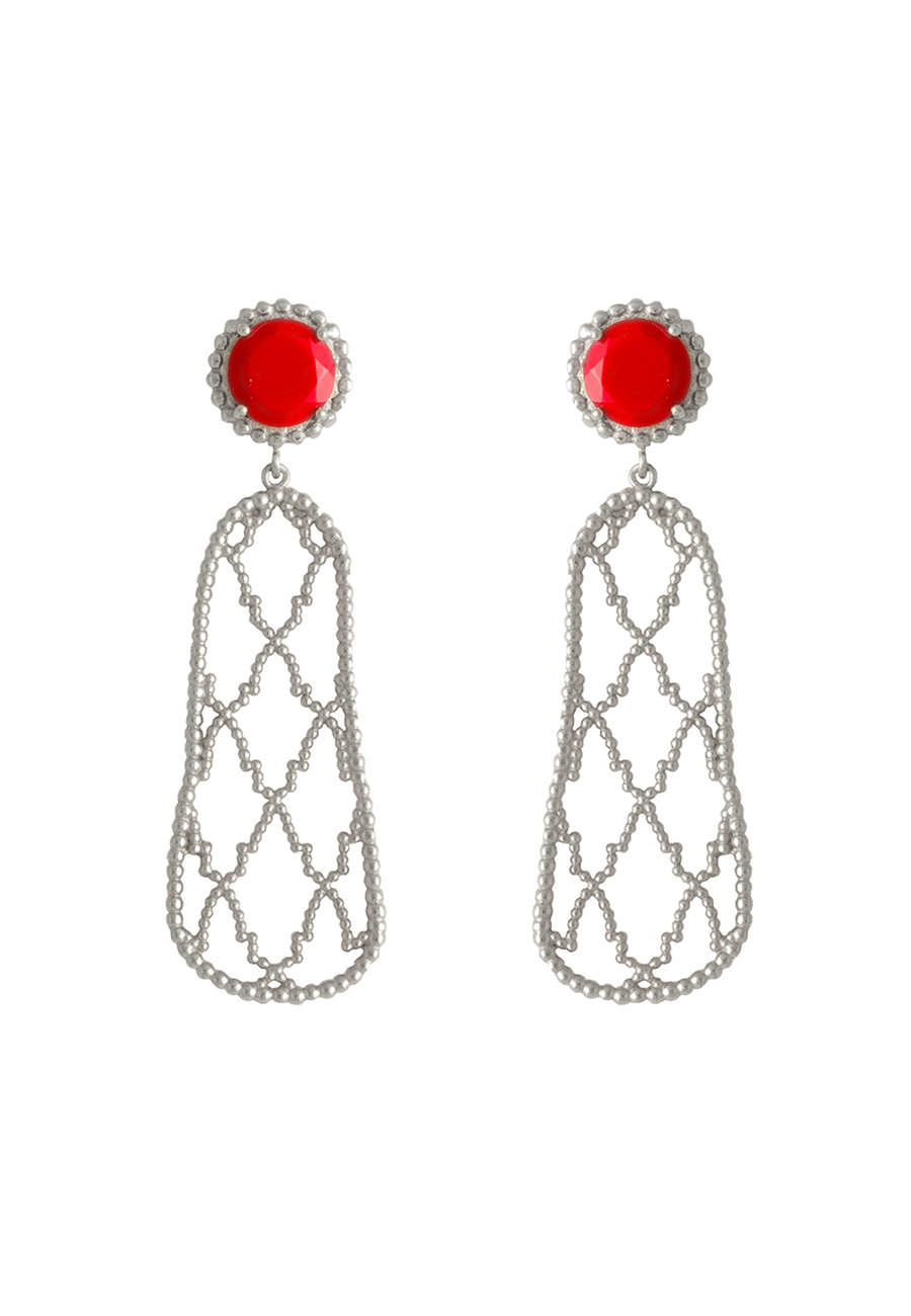 lavani Pendientes Plata Alhambra Rojo