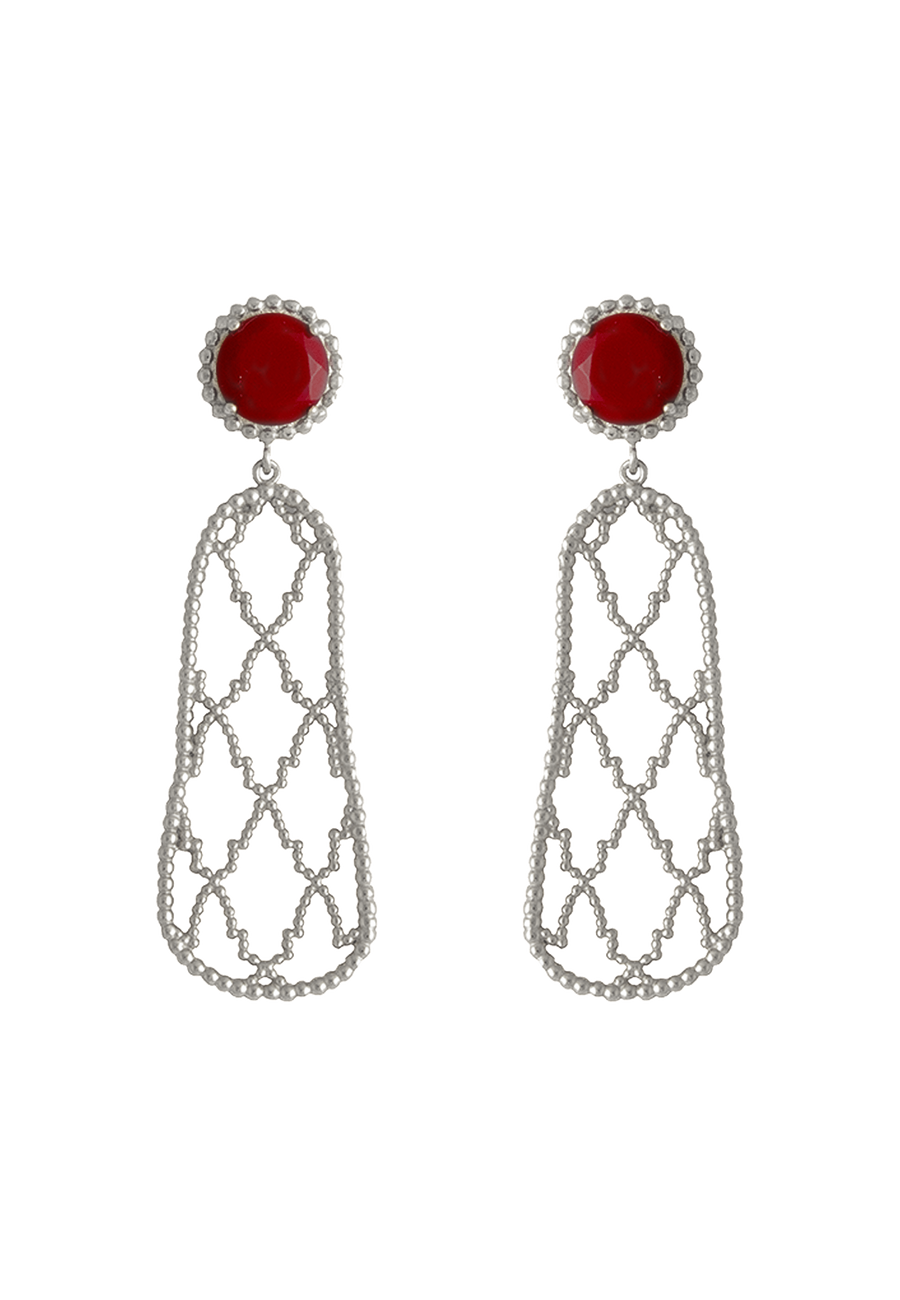 lavani Pendientes Plata Alhambra Rubí