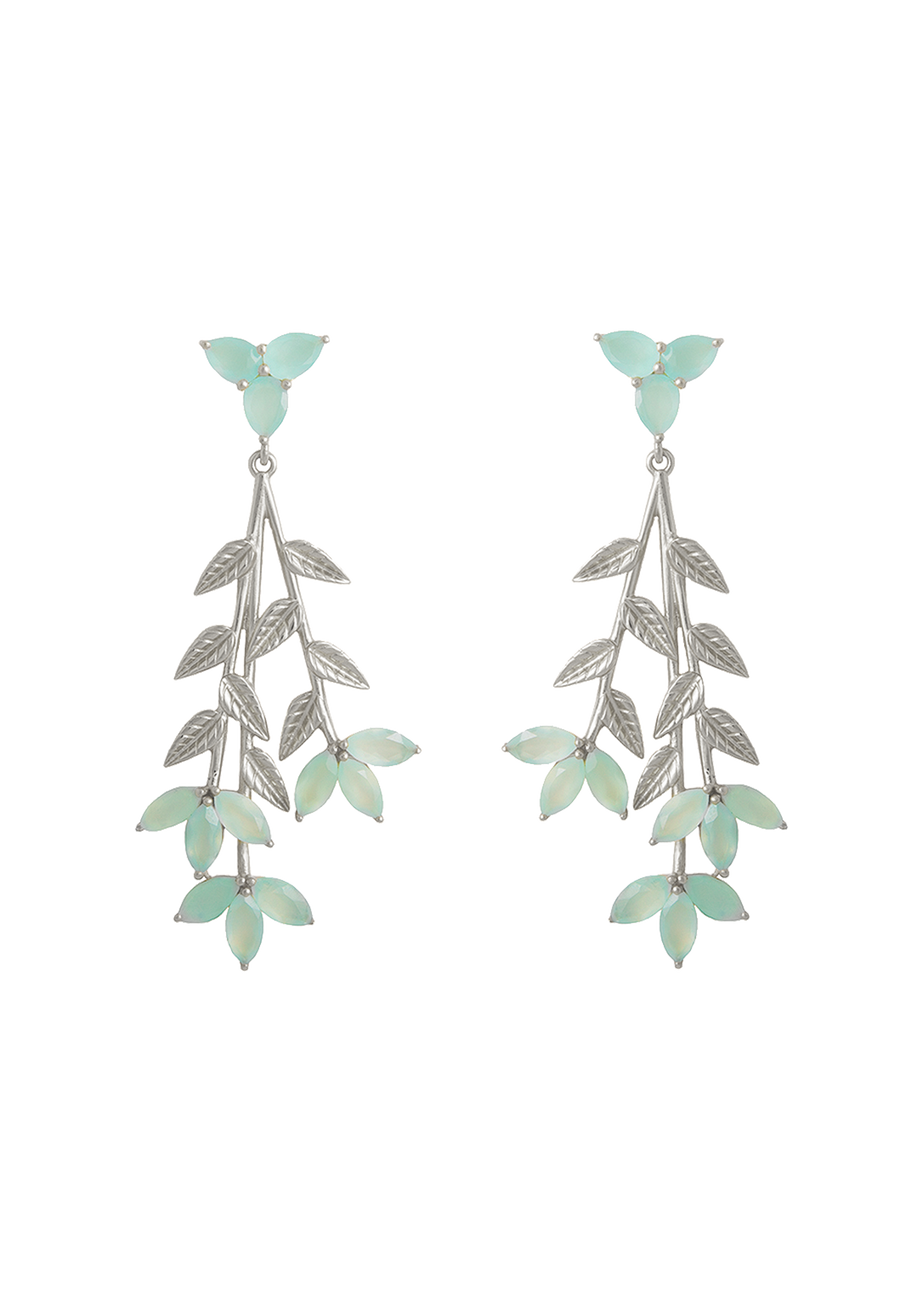 lavani Pendientes Plata Blume Aguamarina