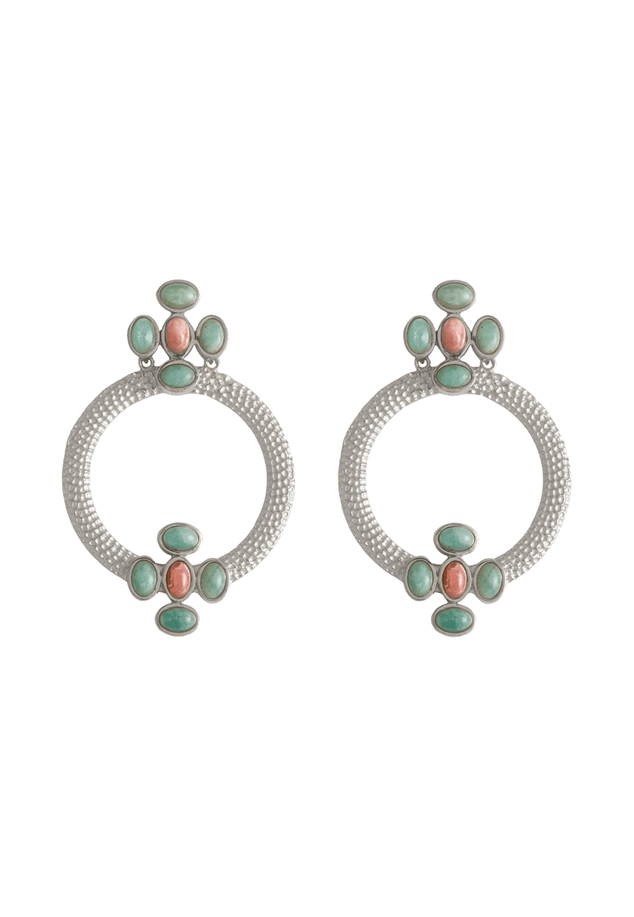 lavani Pendientes Plata Madison Verde Rosa