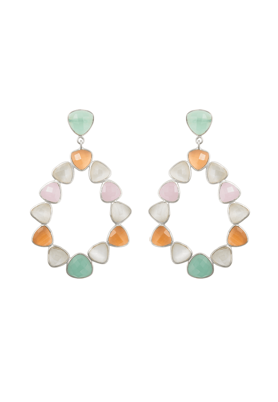 lavani Pendientes Plata Palmira Rosa blanco