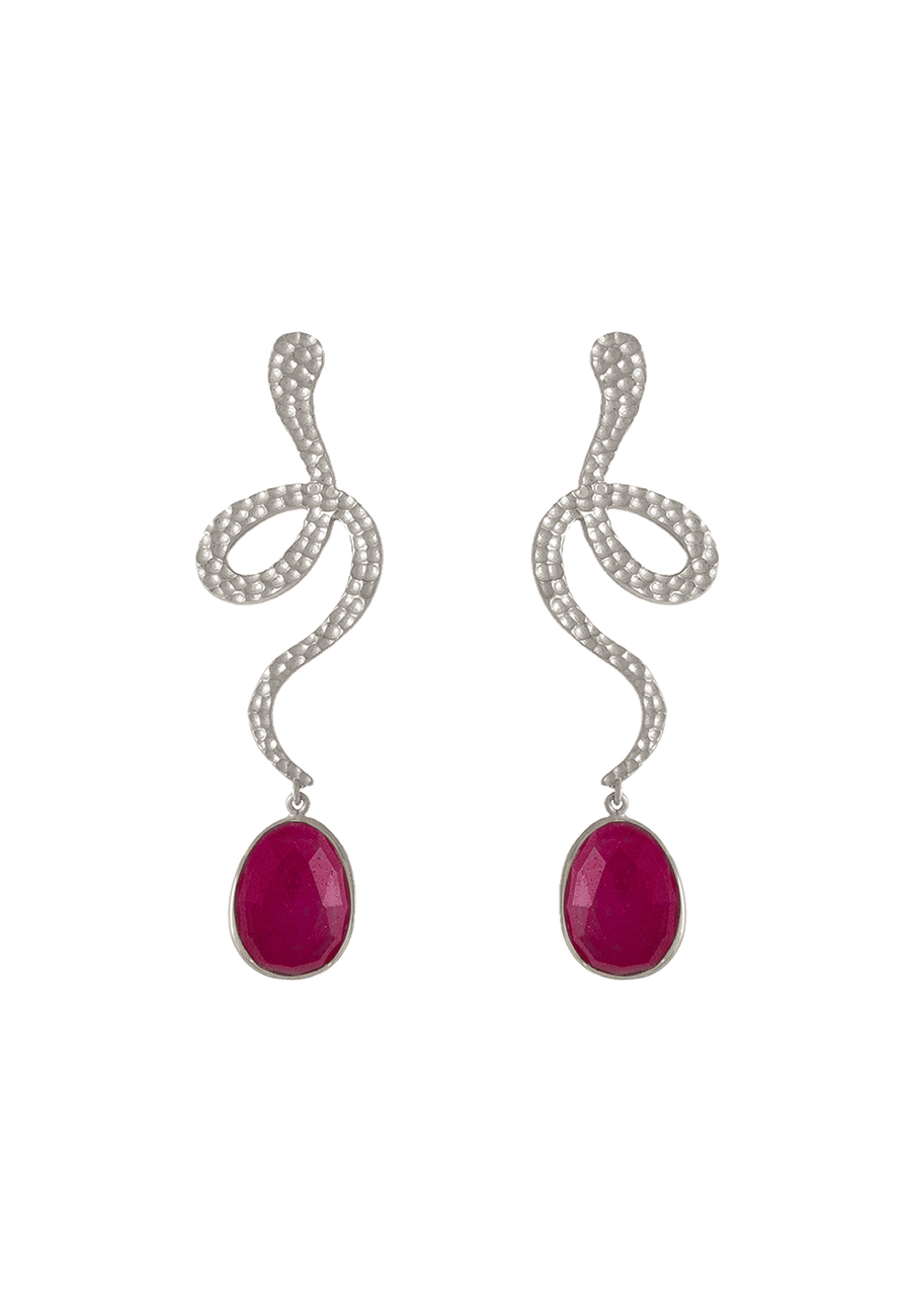 lavani Pendientes Plata Thar Rubí