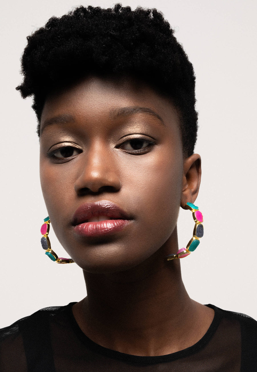 Lavani Pendientes Rainbow Buganvilla Y Turquesa