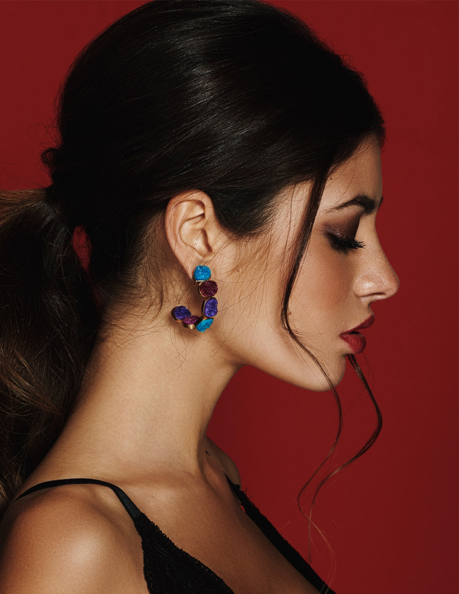 Lavani Pendientes Rainbow Buganvilla Y Turquesa