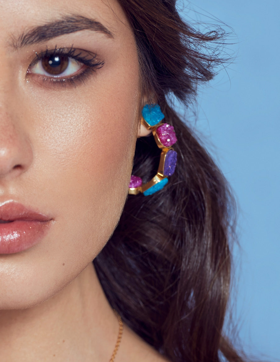 Lavani Pendientes Rainbow Buganvilla Y Turquesa