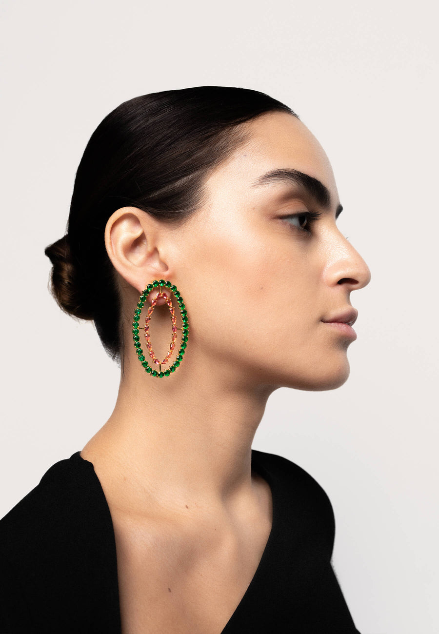 Lavani Pendientes Rivoli Fucsia Y Verde