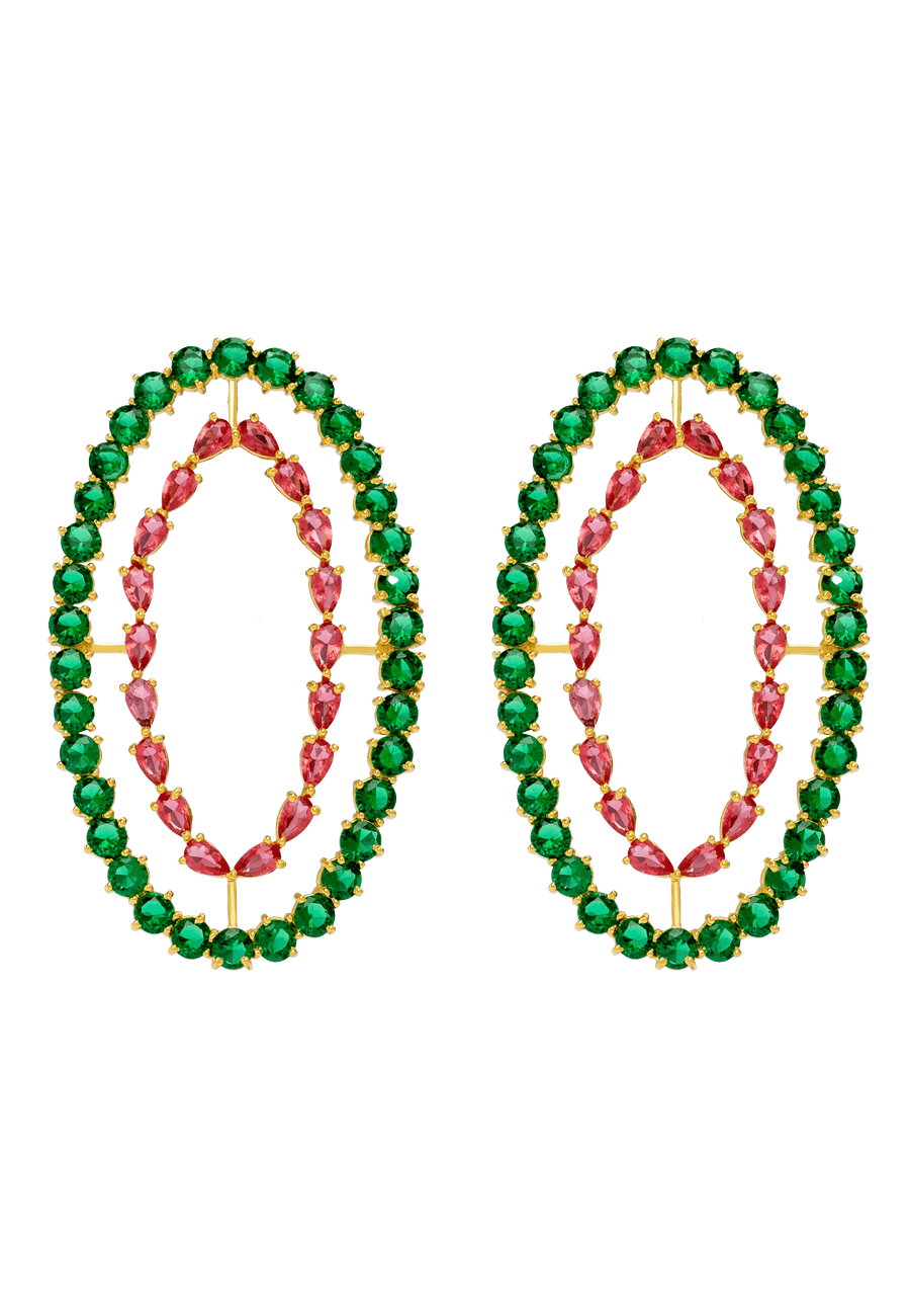 lavani Pendientes Rivoli Fucsia y Verde