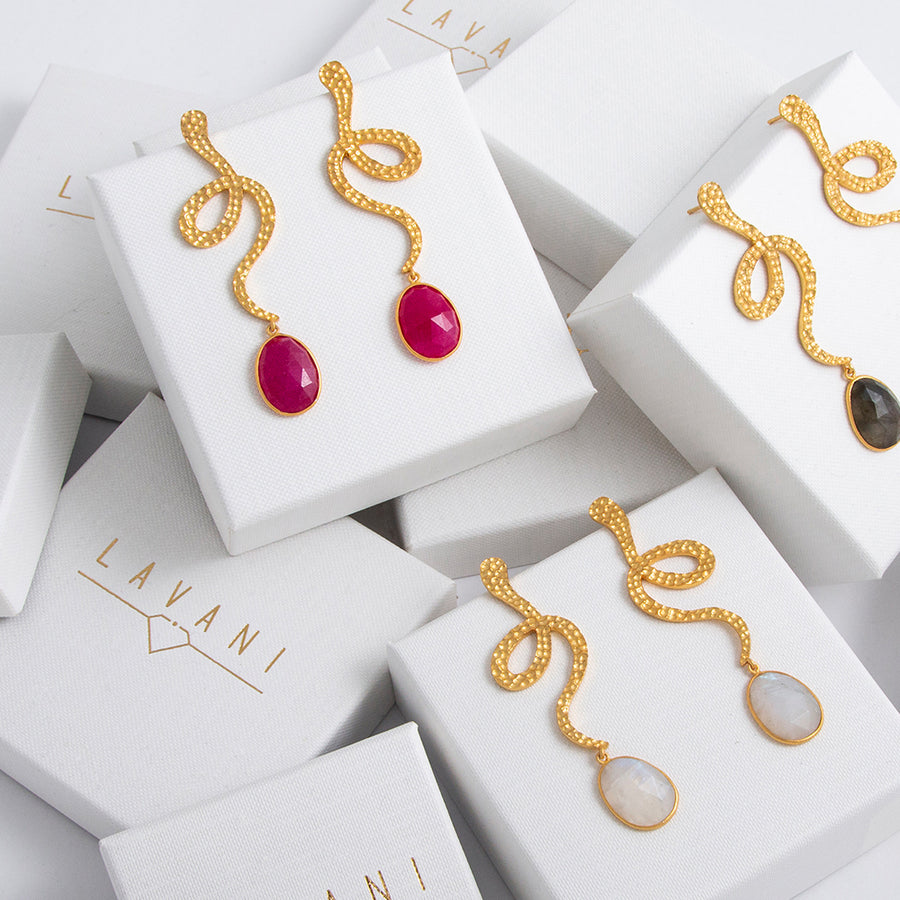 Lavani Pendientes Thar Rubí